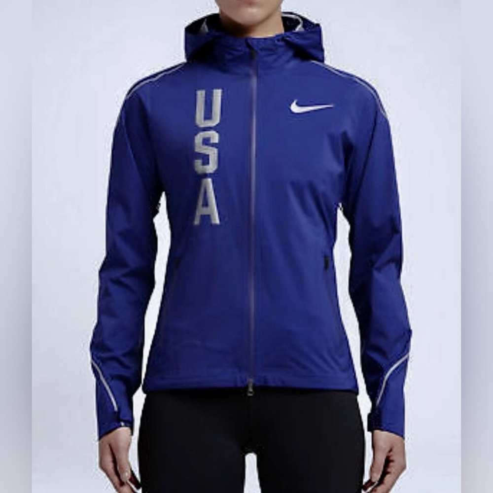 NIKE Team USA Olympic HyperShield Lightweight Full Zip Running Jacket Womens New
